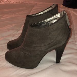 Grey suede booties